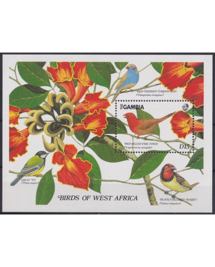 F-EX19921 GAMBIA MNH 1989 FLOWERS FLORES ORCHILD ORQUIDEAS BIRD AVES PAJAROS.