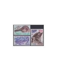 F-EX19944 TAAF FRECH POLAR ANTARCTIC MNH 1977 ALBATROS BIRD SALMON FISH SEA LION OTARIE AVES PAJAROS FISH.