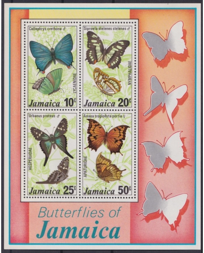 F-EX20111 JAMAICA MNH 1978 BUTTERFLIES PAPILLONS MARIPOSAS.