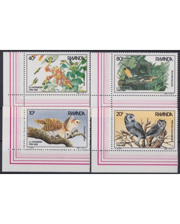 F-EX20206 RWANDA MNH 1985 WILDLIFE FAUNA OWL BUHOS BIRD AVES PAJAROS.