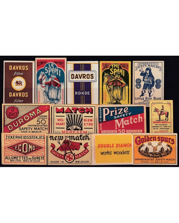 F-EX5174 BELGIUM BELGIQUE MATCH BOX LEBEL LOT. 14 DIFF.