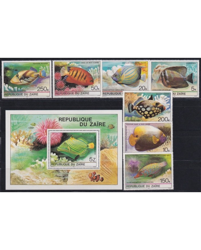 F-EX20437 ZAIRE MNH 1980 SEA MARINE WILDLIFE FISH CORAL UNDERWATER LIFE.