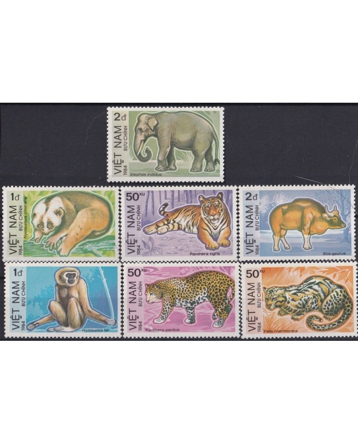 F-EX20317 VIETNAM MNH 1984 FAUNA ANIMAL BULL FELINE TIGER BIRD MONKEY.