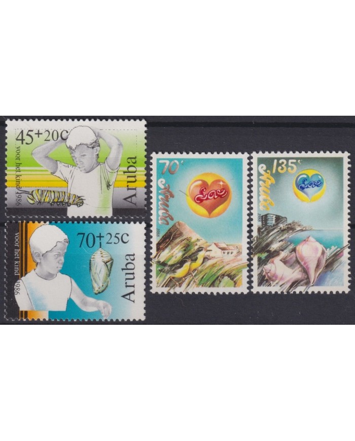 F-EX20362 ARUBA MNH 1986 SHELL CHILDREN SNAIL BIRD