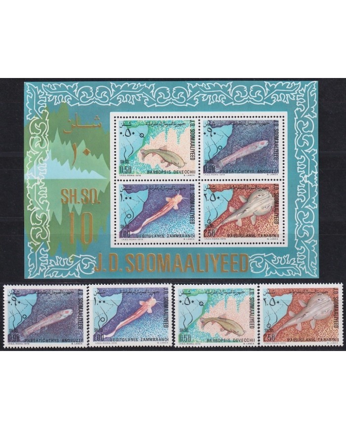 F-EX20388 SOMALIA MNH 1979 EVOLUTION PREHISTORIC ANIMALS FOSSILS