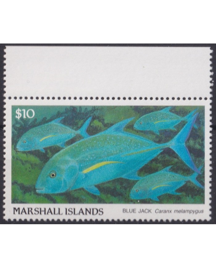 F-EX20480 MARSHALL IS MNH 1989 10$ SEA MARINE WILDLIFE FISH PECES BLUE JACK