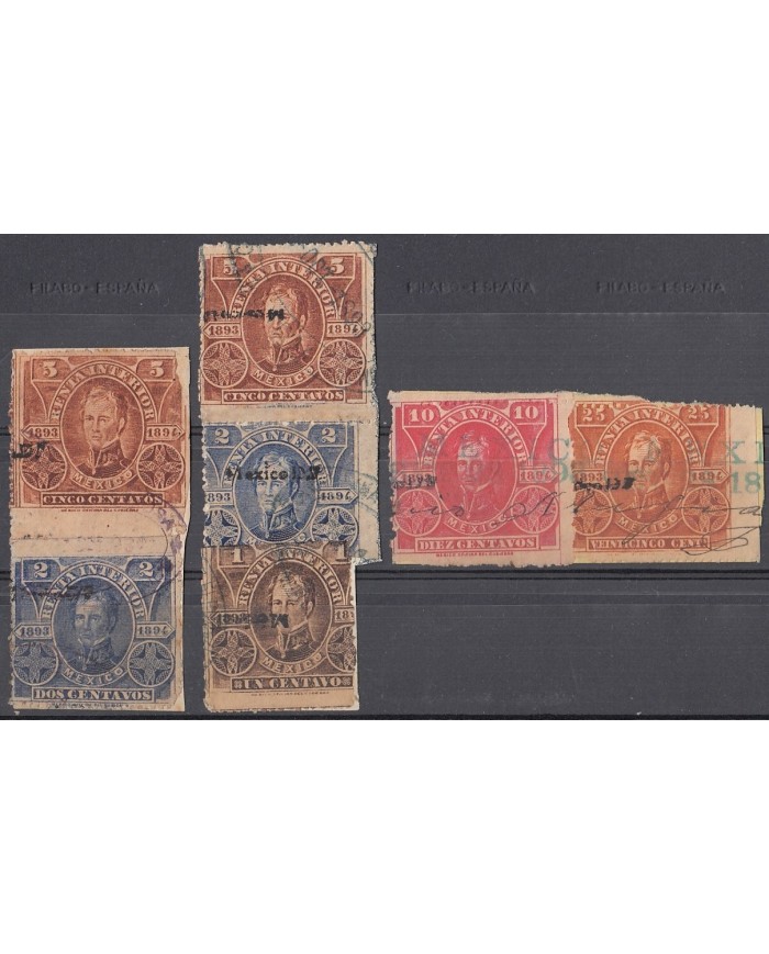 F-EX5183 MEXICO REVENUE STAMPS LOT. 1893-94. RENTA INTERIOR.