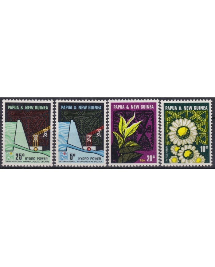 F-EX20667 PAPUA NEW GUINEA MNH 1966 FLOWERS FLORES TEA HYDROLECTRIC PYRETHRUM.