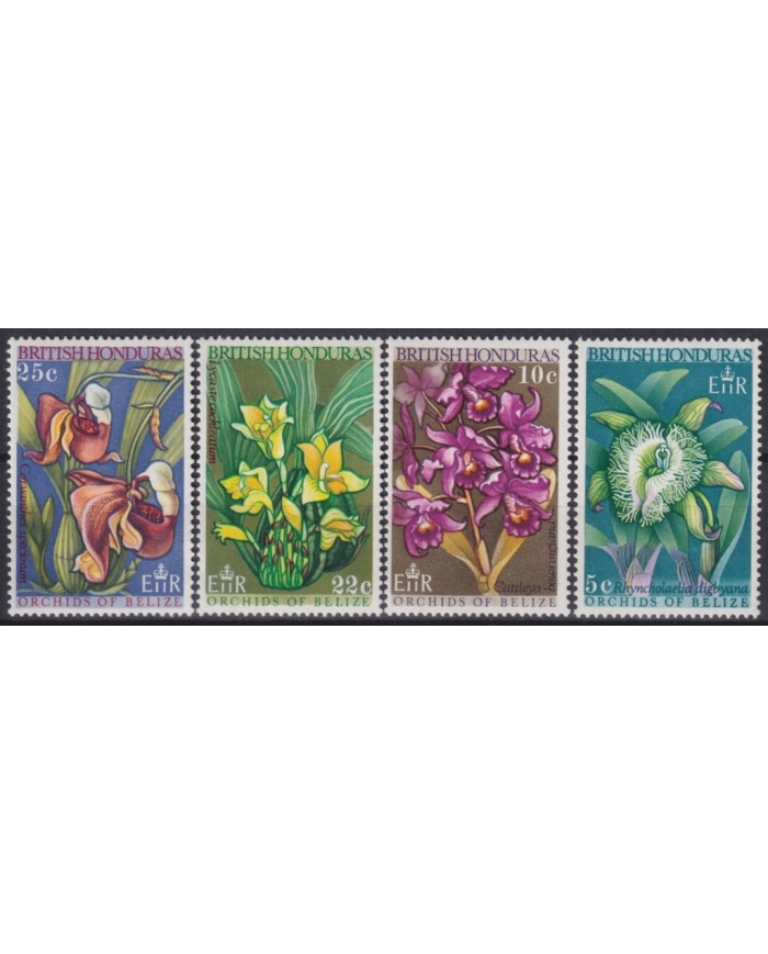 F-EX20691 BRITISH HONDURAS BELIZE MNH 1970 FLOWERS FLORES ORCHILD ORQUIDEAS.