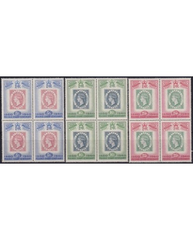 F-EX20291 ST LUCIA MNH 1960 CENTENARIAL OF STAMPS BLOCK 4.