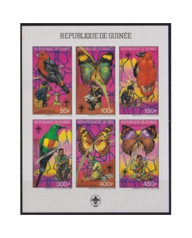 F-EX20861 GUINEE GUINEA MNH 1988 IMPERF BOYS SCOUTS BUTTERFLIES BIRD INSECT MARIPOSAS AVES