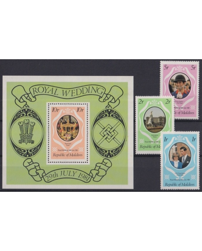 F-EX20950 MALDIVES MNH 1981 10r LADY DIANA ROYAL WEDDING.