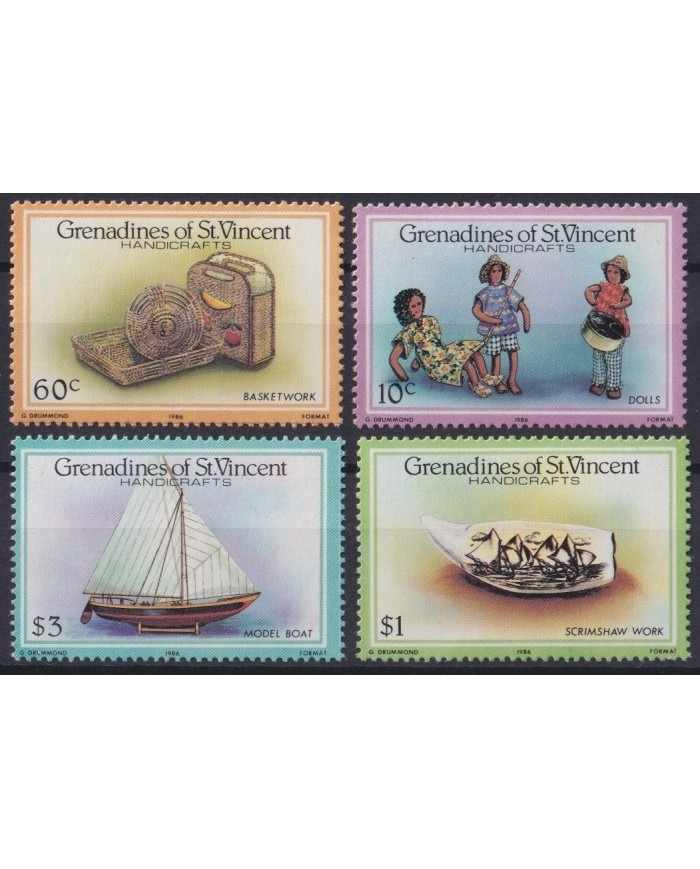 F-EX20933 GRENADINES OF ST VINCENT MNH 1986 HANDICRAFTS SHIP TOYS.