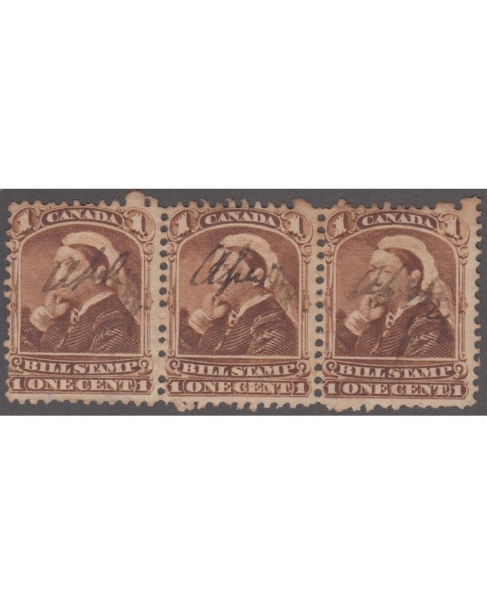 F-EX3516 CANADA REVENUE VICTORIA QUEEN. 1c. TIRA DE 3.