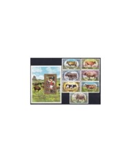 F-EX21242 MONGOLIA 1985 MNH CAO VACAS BULL SET + SHEET