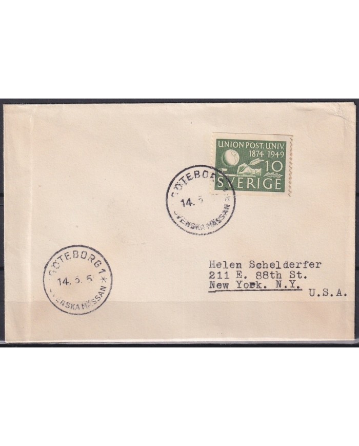 F-EX21383 SUEDE SVERIGE PAQUEBOT 1953 POSTED HIGHT SEAS GOTEBORG