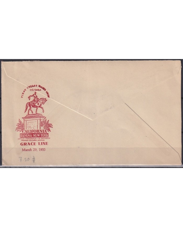 F-EX21414 COLOMBIA 1933 FIRST VOYAGE SANTA LUCIA SHIP GRACE LINE.