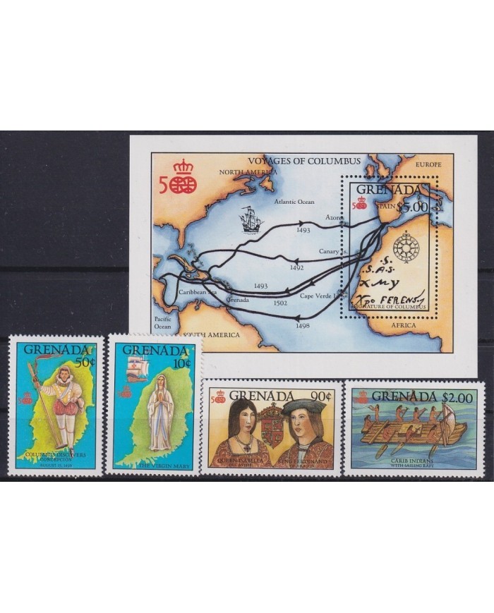 F-EX21294 GRENADA MNH 1987 OLD SHIP DISCOVERY COLUMBUS COLON.