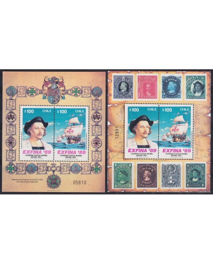 F-EX21520 CHILE MNH 1989 EXFINA OLD SHIP DISCOVERY COLUMBUS COLON
