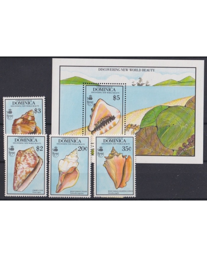 F-EX21565 DOMINICA MNH 1990 UPAE DISCOVERY MARINE WILDLIFE DISCOVERY SHELL SNAIL.