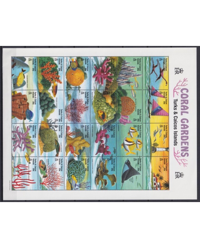 F-EX20058 TURK & CAICOS MNH 1999 MARINE WILDLIFE FISH CORAL SHIP LIGHTHOUSE.