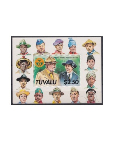 F-EX21602 TUVALU MNH 1987 BOYS SCOUTS LORD BADEB POWELL.