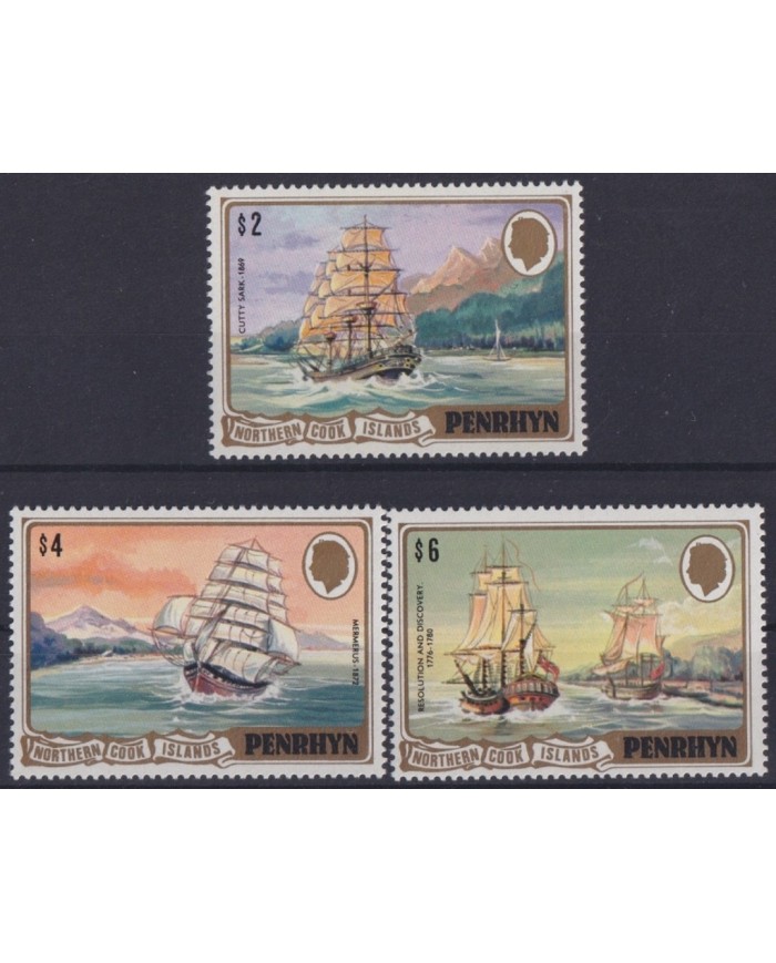 F-EX21610 PENRHYN COOK IS MNH 1984 2,4,6$ SHIP RESOLUTION DISCOVERY MERMERUS.