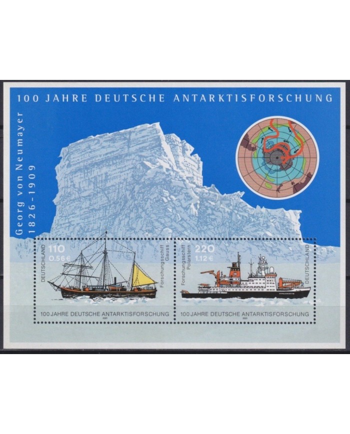 F-EX21753 GERMANY MNH 2001 OLD SHIP ANTARCTIC EXPEDITION NEUMAYER POLAR