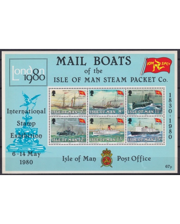 F-EX21756 MAN IS MNH 1980 OLD SHIP ANTARCTIC EXPEDITION NEUMAYER POLAR.