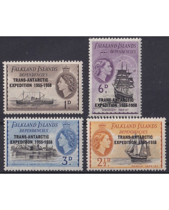 F-EX21841 FALKLAND MNH 1956 OLD SHIP TRANS- ANTARCTIC EXPEDITION 1955-56 POLAR.