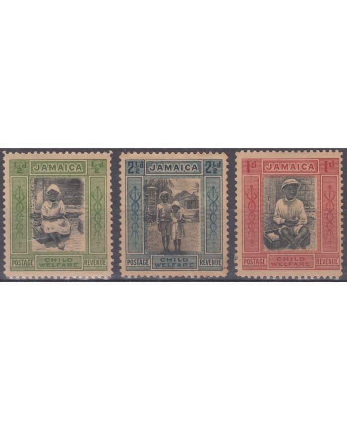 F-EX3793 JAMAICA CHILD WELFARE ORIGINAL GUM. GOMA OSCURECIDA.