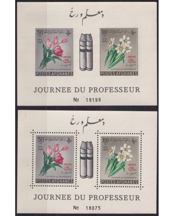 F-EX21876 AFGANISTAN AFGHANISTAN MNH 1962 TEACHER DAY FLOWERS FLORES PERF IMPERF