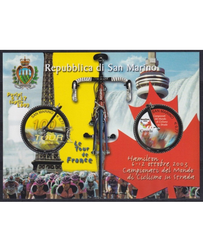 F-EX21785 SAN MARINO MNH 2003 CHAMPIONSHIP CYCLE TOUR FRANCE SHEET