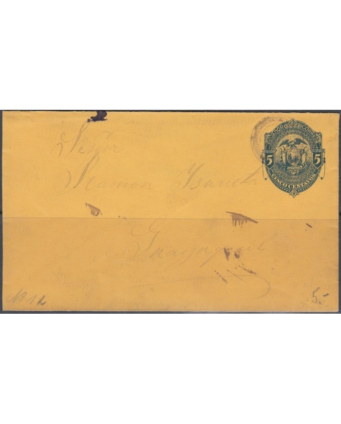 F-EX3844 ECUADOR S.XIX POSTAL STARIONERY USED.