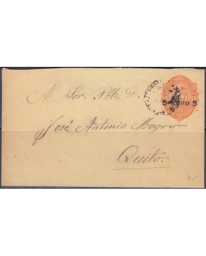 F-EX3845 ECUADOR S.XIX POSTAL STARIONERY USED.