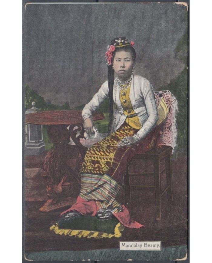 F-EX3859 BIRMANIA BURMA POSTCARD RANGOON MADALAY BEAUTY WOMAN.
