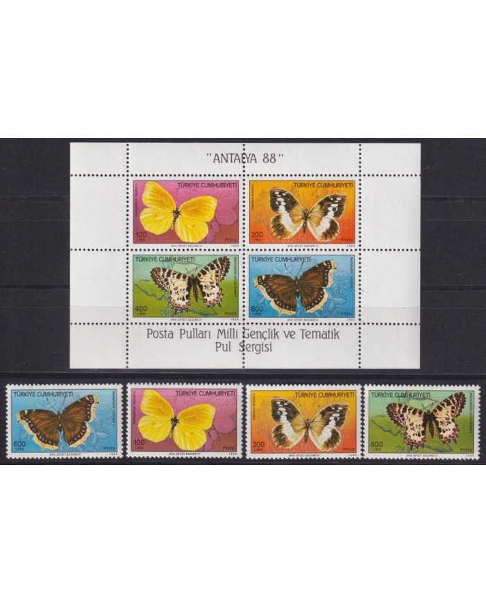 F-EX22085 TURKEY TURQUIA MNH 1986 BUTTERFLIES MARIPOSAS PAPILLONS INSECT.