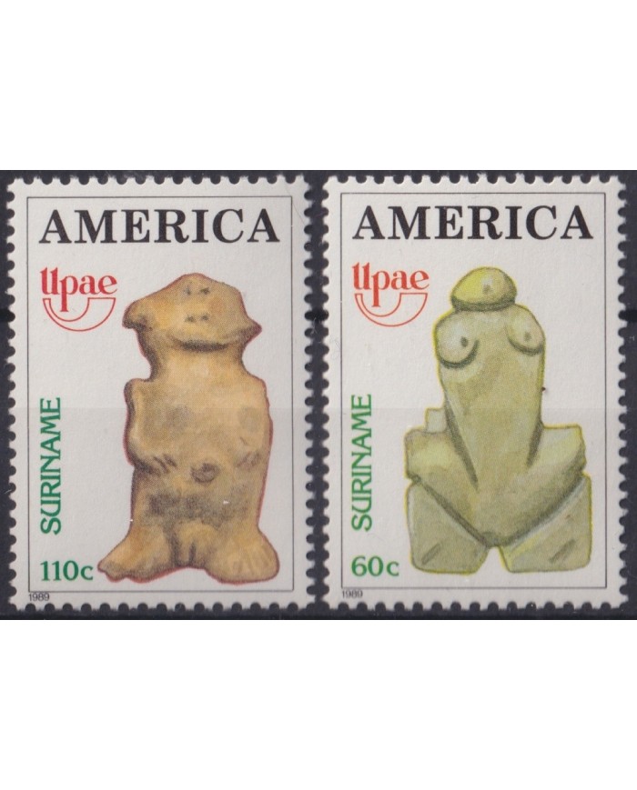 F-EX21986 SURINAM MNH 1989 AMERICA UPAE UPAEP INDIAN ARCHEOLOGY DISCOVERY