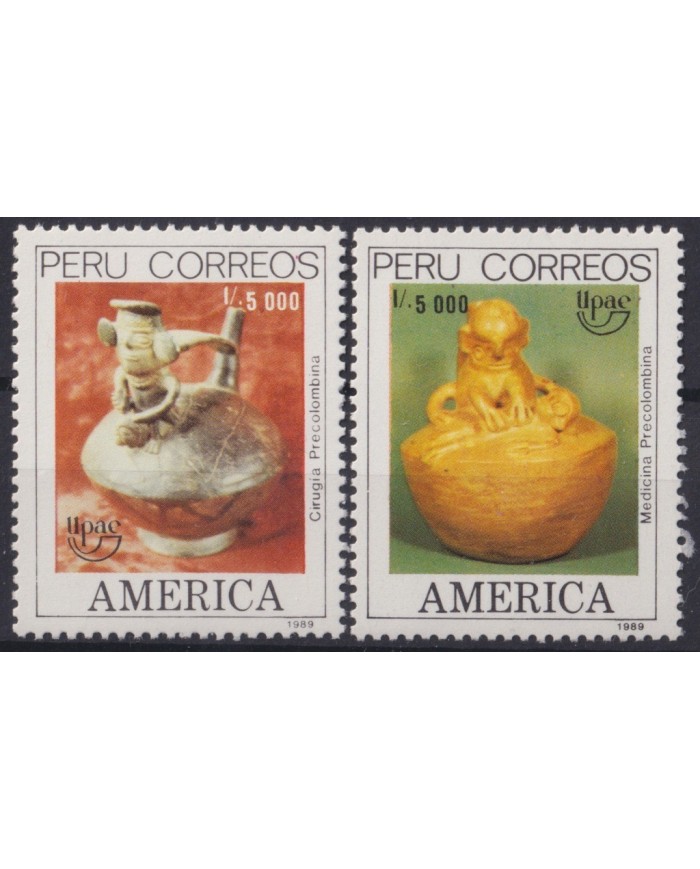 F-EX21984 PERU MNH 1989 AMERICA UPAE UPAEP INDIAN ARCHEOLOGY DISCOVERY HUACA .