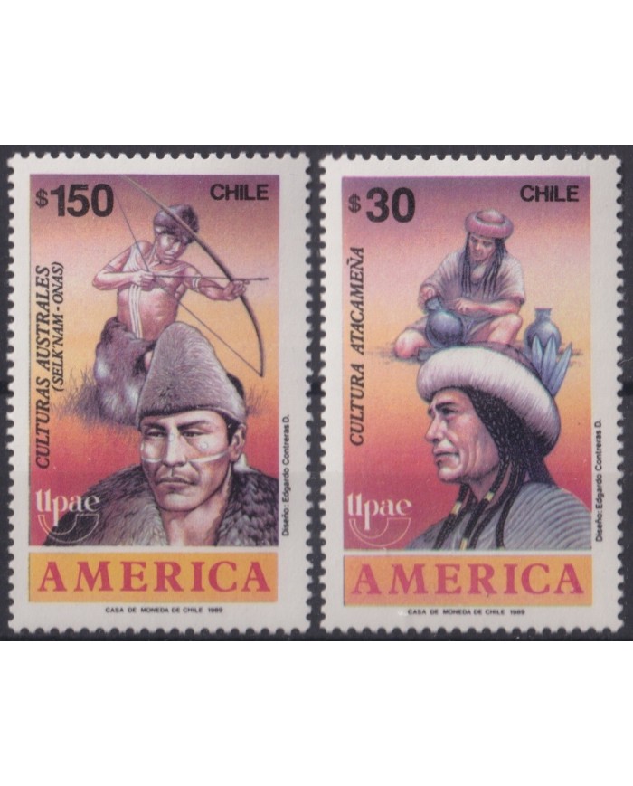F-EX21979 CHILE MNH 1989 AMERICA UPAE UPAEP INDIAN ARCHEOLOGY DISCOVERY.