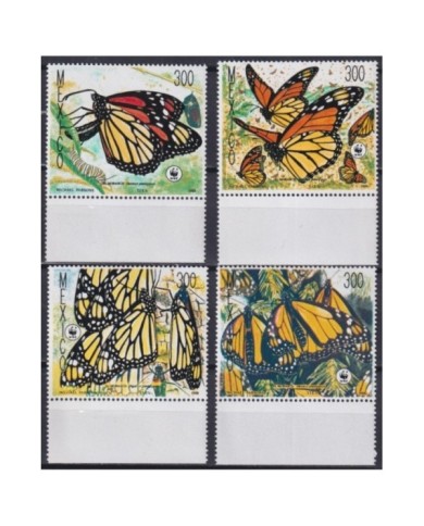 F-EX22346 MEXICO MNH WWF 1988 BUTTERFLIES MARIPOSAS OISEAUX INSECTS.
