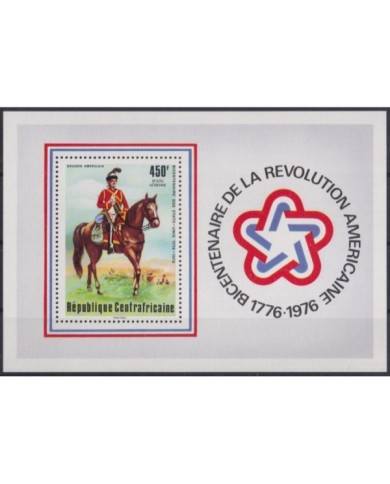 F-EX22501 CENTRAL AFRICA REP MNH 1976 200 ANIV US REVOLUTION HORSE CABALLOS.