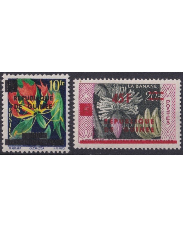 F-EX22380 GUINEE GUINEA MNH 1959 FRUIT FLOWER FLORES SURCHARGE OVERPRINT.