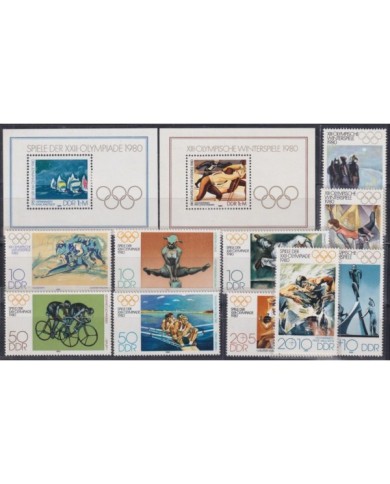 F-EX22419 GERMANY DDR MH 1980 MOSCOW OLYMPIC GAMES LOT SKY ATHLETICS CYCLING