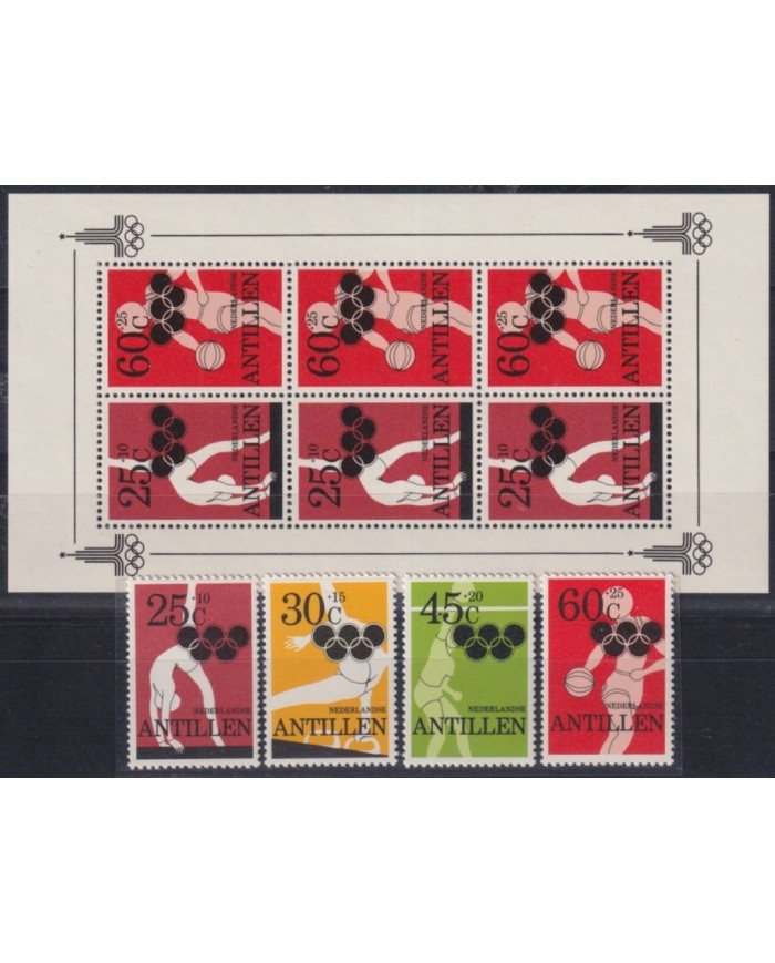 F-EX22422 NEDERLAND ANTILLES MH 1980 MOSCOW OLYMPIC GAMES BASKET ATHLETICS.