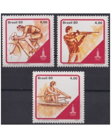 F-EX22268 BRASIL BRAZIL MNH 1980 MOSCOW OLYMPIC GAMES CICLING SHOOTING ROWS