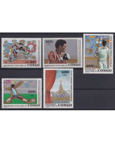 F-EX22272 CONGO MNH 1980 MOSCOW OLYMPIC GAMES ATHLETIC SOCCER FENCING BOXING