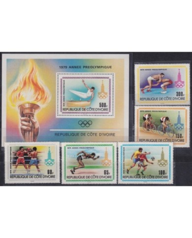 F-EX22431 YVORY COAST MNH 1980 MOSCOW OLYMPIC GAMES ATHLETIC JUDO BOXING CICLING.