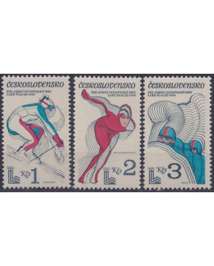 F-EX22275 CZECHOSLOVAQUIA CHECOSLOVAQUIA MNH 1980 LAKE PLACID OLYMPIC GAMES SKI.