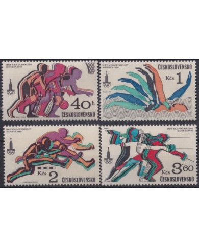 F-EX22276 CZECHOSLOVAQUIA CHECOSLOVAQUIA MNH 1980 MOSCOW OLYMPIC GAMES BASKET ATHLETICS FENCING.